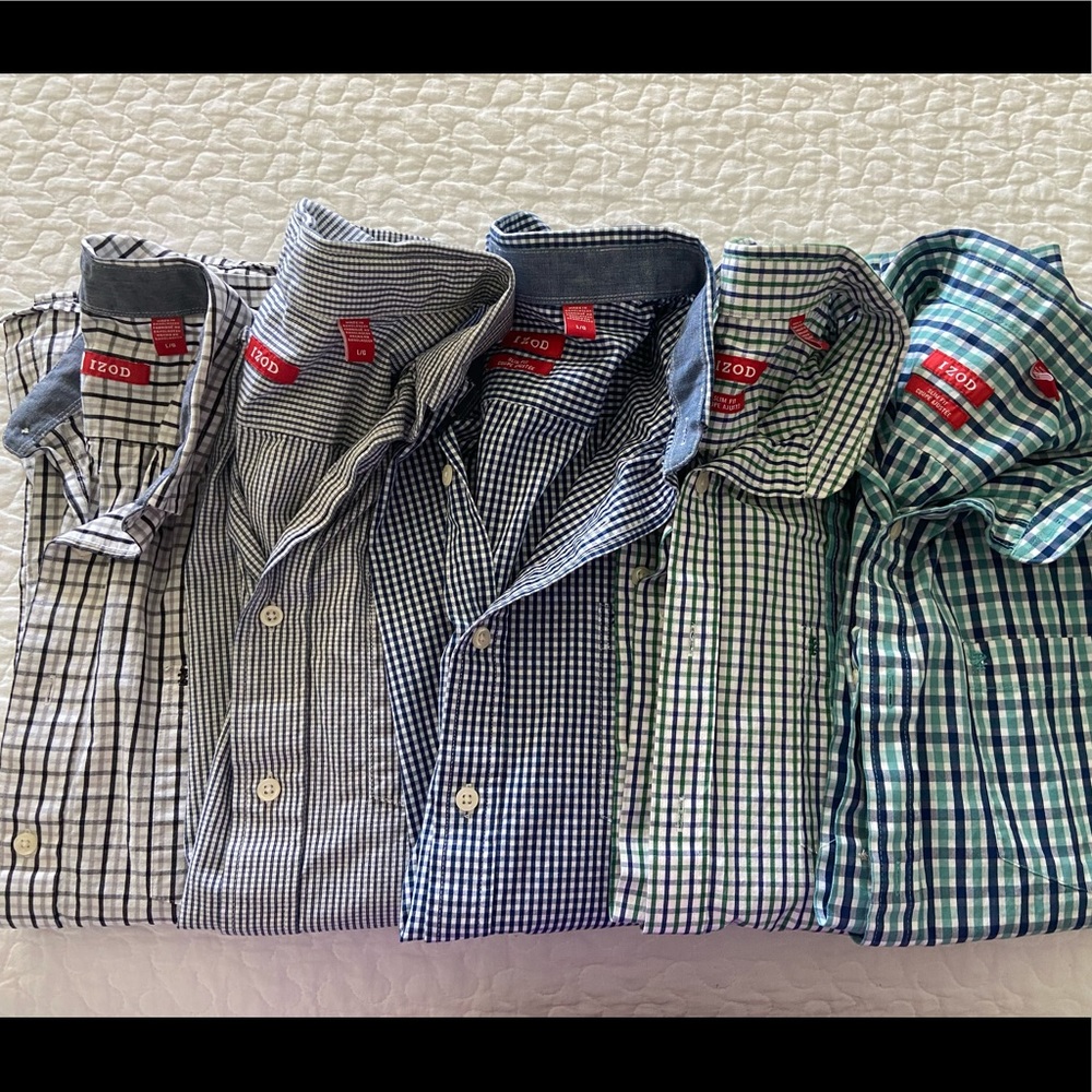 Bundle 5 Mens Izod Size Large Long Sleeve Shirts